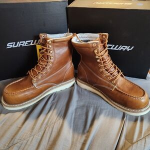 Sureway Men’s Tan Leather Moc Toe Work Boots